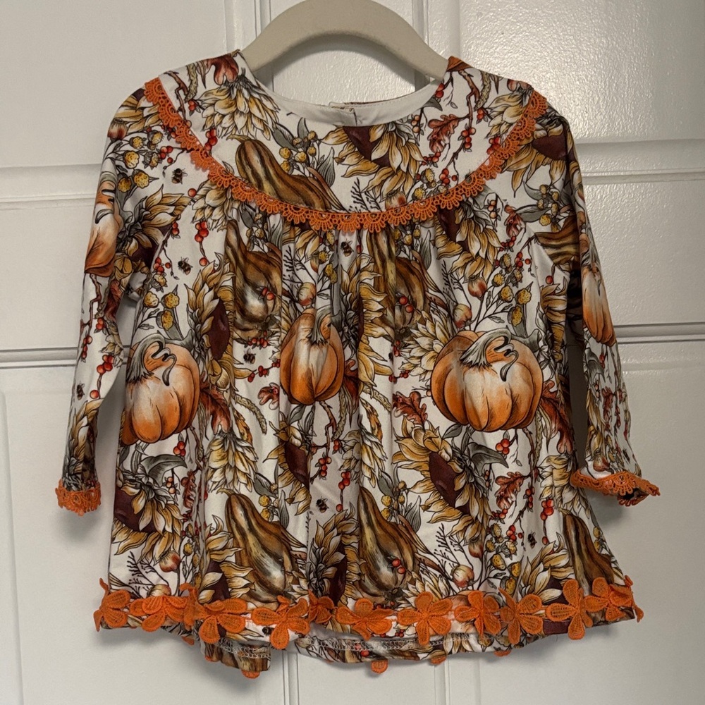 Autumn Pumpkin Print Baby Dress